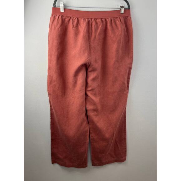 Soft Surroundings Pink Elastic Waist 100% Linen Pull On Straight Leg Pants Sz XL - Picture 2 of 5